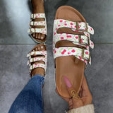 Outdoor Sandals Women's Comfortable Casual New Metal Buckle Rivet Black Orange Pink Open Toe Slippers Large