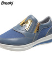 Women Casual Sneakers Side Zip Platform Pu Leather Fashion Comfort Outdoor Female Sports Shoes M Breathable Vulcanized
