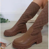 Boots 2021 Fashion Round Toe Platform Shoes Winter Plus Size Sock Boots Women Wedges High Boots Non Slip Botas De