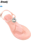 Flat Bottom Women Sandals Fashion Rhinestone Clip Toe Girl Footwear Large Size Flip Flops Comfortable Ladies Jelly