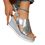 Breakj Summer Fashion Sandals Large-Size Buckle With Loose Pastry Slope And Thick-Soled Beach