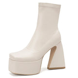 Over The Knee High Boots 2023 Brand Design Zipper White Black Fashion Motorcycle Boots Sexy Party Walking Comfy