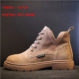 Women Genuine Leather Motorcycle Boots Round Toe Lace Up Shoes Thick Med Heel Ladies Ankle Boots 2021 Autumn Winter