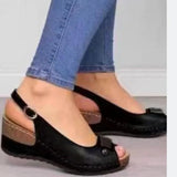 Breakj Summer New Retro Anti-Slip Slope Heel Women's Shoes Out Soft-Soled Ladies Sandals Sandals