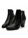 Women Ankle Boots Fashion PU leather Boots High heel 8cm Ladies shoes Side Zipper Short Boots for Women Shoes Drop