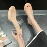 Breakj Slippers Women's 2025 Summer New One-Word Wearing Fashion Crystal Heels Women's High-Heeled