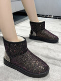 Women Glitter Boots 2023 Short Plush Woman New Warm Soft Ladies Ankle Boot Winter Fur Bling Platform Female Casual
