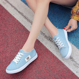 Canvas shoes woman new arrival Lace-up Spring/autumn Sneakers for girls Fashion Denim solid Blue/White casual shoes