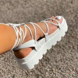 Gladiator Sandals For Women 2022 Summer Woman Thick Bottom Platform Flats Women's Fashion Cross Strap Sandalias Female