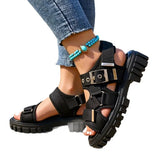 Breakj Spring And Summer New Magic Sticky Beach Sandals Women's Pine Cake Large-Size Thick-Bottomed Dew Casual Roman