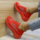 Women Shoes 2023 Plus Size Platform Socks Sneakers Breathable Sports Shoes Women Mesh Rhinestone Non Slip Casual Running