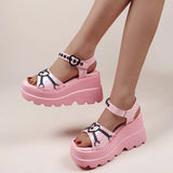 Platform Women Sandals Gothic Lolita Kawaii Girls Luxury Trend Rock Casual Beach Flats Pink Black Free Shipping 2023
