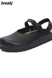 New Summer Women Gladiator Cork Sandals Fashion Casual Buckle Strap Closed Toe PU Leather Sandal Shoe Flat