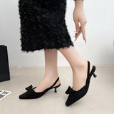 Breakj Summer New Pointed High-Heeled Shoes Women's Pointed Bow Red Single Shoes Comfortable Not Tired Thin Heel Women's
