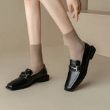 Women Flats Shoes For Real Leather 2023 Spring Thick Heels Shoes Woman Casual Loafers Office Lady Footwear Size