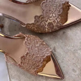 Breakj Pointy Banquet High Heels Women 2025 New Embroidery Fine Heel Single Shoes Champagne Embroidery High Heel Cold