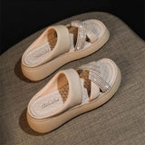 Breakj Bottom Soft Skin Rhinestone Slippers Women Wear Summer 2024 New Fashion Versatile Lazy Female