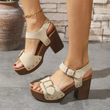 Breakj Coarse High-Heeled Sandals Women In The Summer Of 2025 New Rivet Sandals