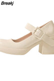 High Heels Mary Jean Pumps Shoes 2023 Fashion Spring Summer French Style Vintage Elegant Bowknot Pumps Comfy Walking