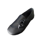 Breakj Single Shoes Small Leather Shoes Beef Tendon Bottom Bean Shoes Round Head Flat Shoes Women Mother Shoes Size