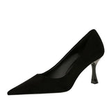Breakj Fashion Simple Show Thin High Heels Wine Glass With High Heel Shallow Pointed Suede Women's Singles