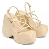 Goth Chunky Platform Sandals Women Fashion Wedges High Heel Gladiator Sandals Woman Plus Size 43 Summer Shoes