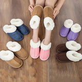 Plus Size Couple Fur Slippers for Women Non Slip Thick Plush Home Slipper Female Flat Heel Keep Warm Cotton Shoes