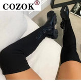 Head Fashtion Platform Square Heel Over The Knee Women's Casual Boots 2021 Autumn New Side Zipper Women's Motorcycle