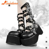 Gothic Style Platform Mary Jean Shoes New Fashion Brand 2023 Spring Summer Round Toe Buckle Sandals Boot Party Role
