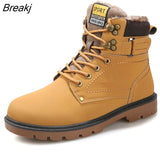 Men boots new fashion pu leather wear resisting snow boots men working fashion casual men shoes keep warm winter boots men