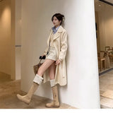 Breakj Of The Velvet Face Lamb Hair Flat Bottom Knight Boots 2025 Autumn And Winter New Thicken Snow Over The Knee Boots