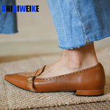 Shoes Women Suede Leather Pointed Toe Slip-on Shoes Vintage Patchwork Female Flats Casual Women's Loafers
