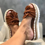 2021 Bow Sandals Summer Flat Shoes Butterfly-knot Shoes Women Designers Wedge Heel Ladies Beach Party Sand Women Shoes