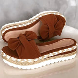 Sandals Women Heels Sandals with Wedges Shoes for Women Platform Sandals Summer Slippers Butterfly-knot Elegant Summer