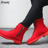 Men's Ankle Boots Motorcycle Booties Unisex Men Combat Boots Soft Leather Winter Boots Couple Chelsea Boot Platform Women