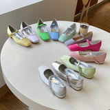 New Arrival Candy Color Style Sweet Buckle Mary Janes Shoes Women'S Shallow Mouth Casual Student Shoes Low Heels