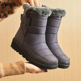 Plush Boots Waterproof Hook Loop Velvet Women Shoes Long Tube Outdoor Snow Boots New Winter botas mujer invierno