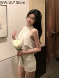 Summer Pure Color Korean Style Fashion Blouse Office Lady New Basic Sexy Sleeveless Tops Woman Beach Casual Slim