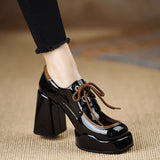 Breakj Heel High-Heeled Women 2025 Spring New Waterproof Table Lace Women's Shoes Temperament Coarse Commuting Deep Mouth Single