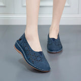 Breakj Casual Flat-Bottomed Hollow Hole Shoes Women Retro Round Head Pedal Lefu Shoes Lazy Single