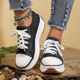 Chunky Platform Sneaker Women 2024 Spring Plus Size Lace Up Canvas Shoes Woman Comfy Thick Bottom Sports Sneaker