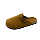 Breakj Shoes Lazy Half Slippers Men And Women Wearing Leather Cork Cool Slippers Casual