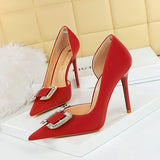 Breakj Sexy Nightclub Show Thin Side Hollow Out High-Heeled Shoes Women's Shoes Fine Heel Ultra High Heel Water Diamond Buckle Single