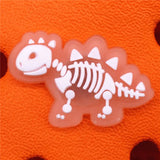 Luminous Shoe Charms Fluorescent White Dinosaur Skeleton PVC Shoe Buckle Decoration Fit Croc Jibz Party Kids Gifts