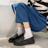 2023 New Flat One Foot Pedal Happy Shoes British Wind Small Leather Shoes Female Cute Retro Jk Women's