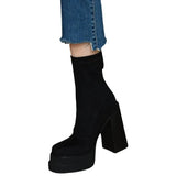 Breakj Velvet Short Boots Women 2025 Autumn And Winter New Thick Background Thick And Side Zipper Plus Velvet Fashion Boots Thin