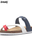 Fashion Cork Slipper 2023 New Women Summer Mixed Color Casual Beach Slip on Outside Flip Flops Slides