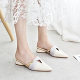 New Summer Flats Lady Sandals Slippers Soild Color Slip on Pointed Toe Women Mules Outdoor Slipper Shoes Woman Slides
