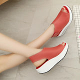 5 Styles Summer Women Sandals Platform Wedges Sandals Leather Swing Peep Toe Casual Shoes Women Walk Shoes Flats Size