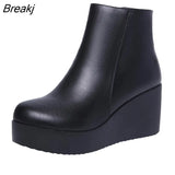 2023 Genuine Leather Autumn Winter Boots Shoes Women Ankle Boots Female Wedges Boots Women Boot Platform Shoes